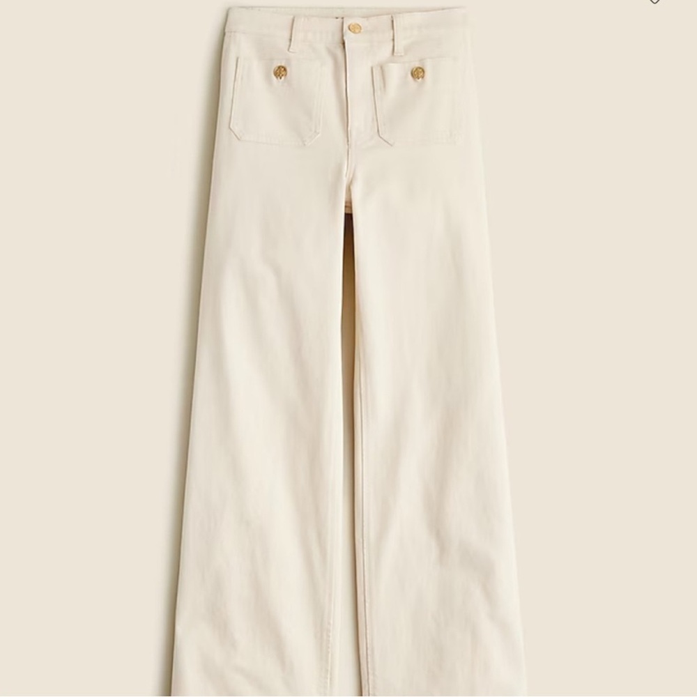 J Crew Nautical Cream Wide-Leg Jeans